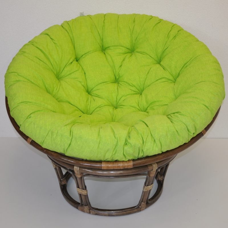 Ratanový papasan 100 cm hnědý polstr světle zelený melír SLEVA 4 % | RYCHLÉ DODÁNÍ