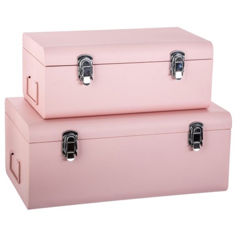 Set dvou růžových skladovacích kufříků